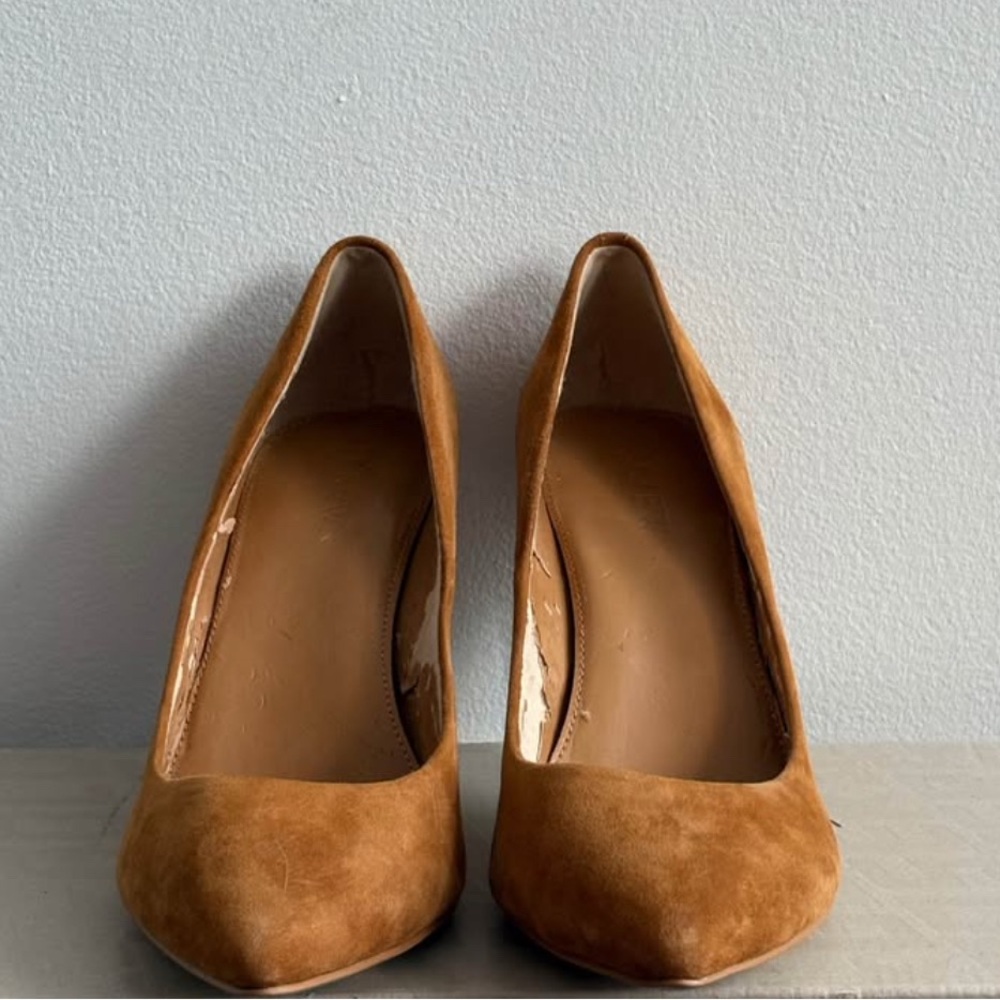 J. Crew Tan Suede Heels Classic Pointed-Toe Design